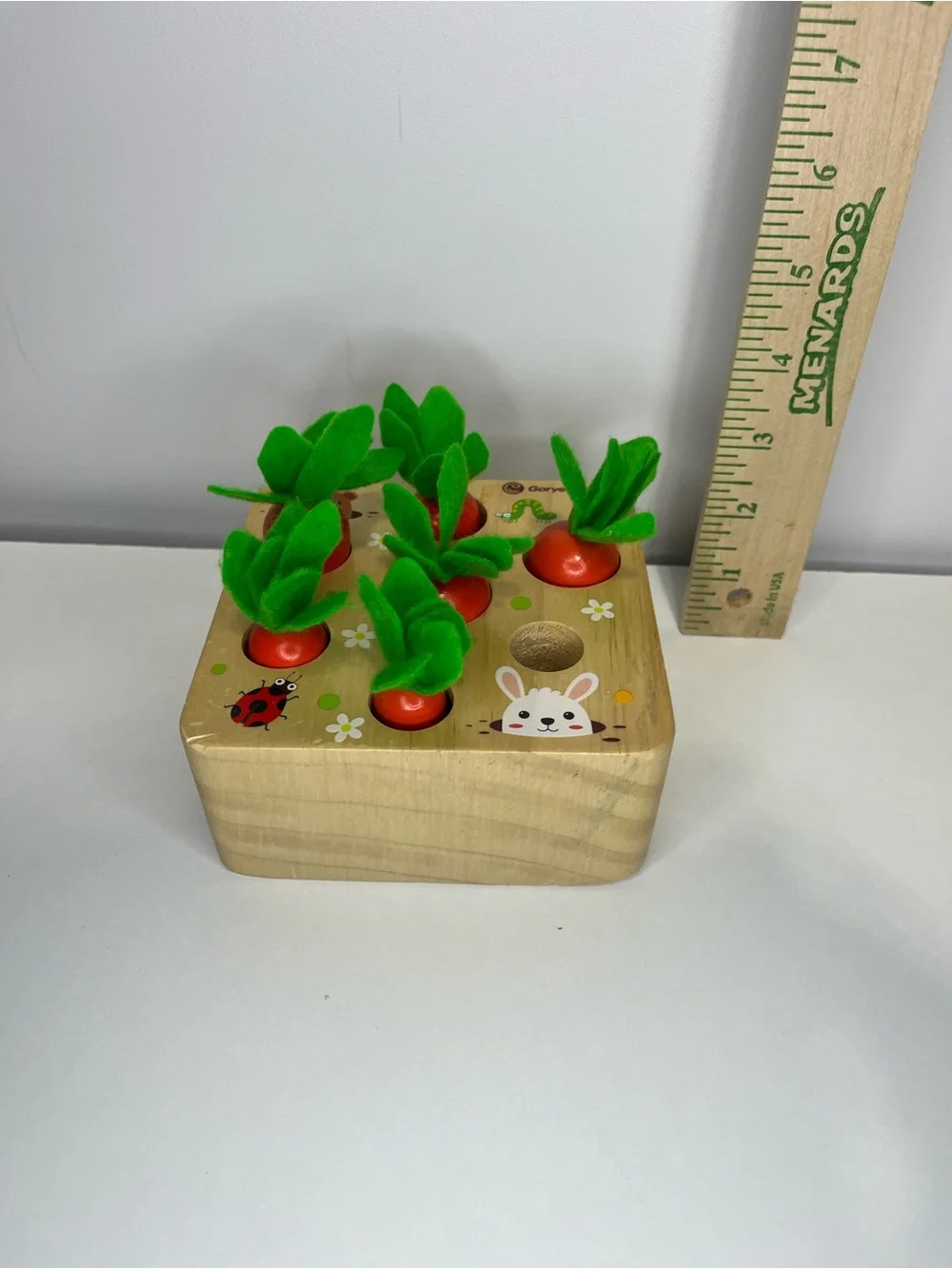Wooden Pop-Up Garden Toy - Green & Orange Felt Leaves